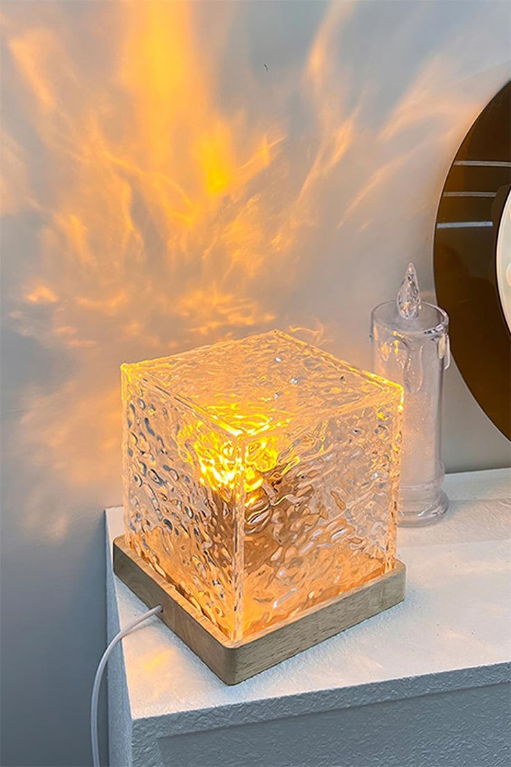 Rotating Water Ripple Night Light Aura Lamp